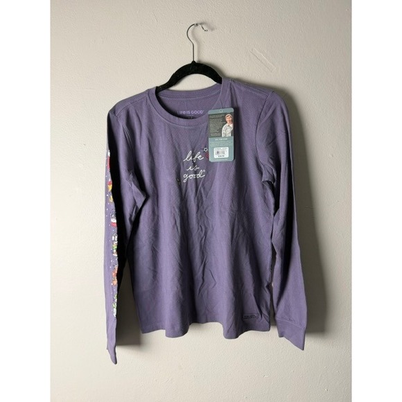 Life Is Good Tops - Life is Good Womens Purple Holiday Graphic Long Sleeve Crusher Tee Shirt NWT
